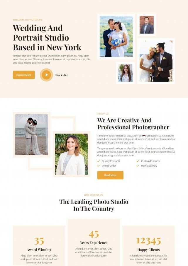 婚纱摄影工作室HTML5网站模板 - 越北资源网