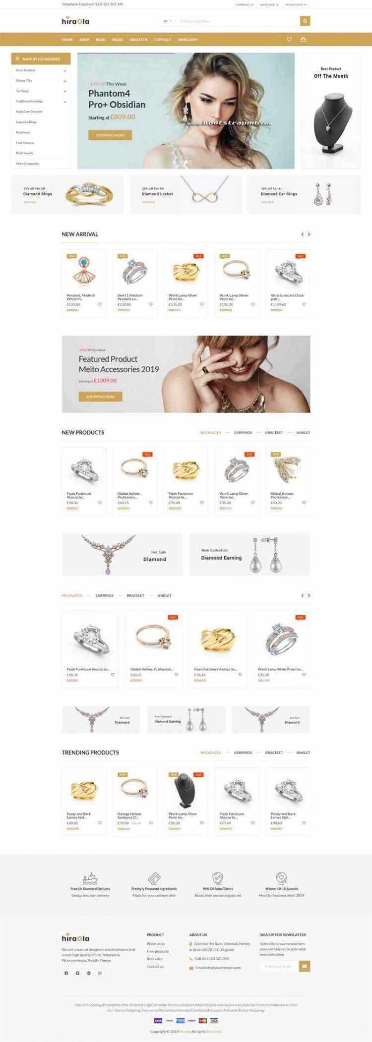 Bootstrap响应式英文珠宝首饰电商 - 小辰精品|源码站™
