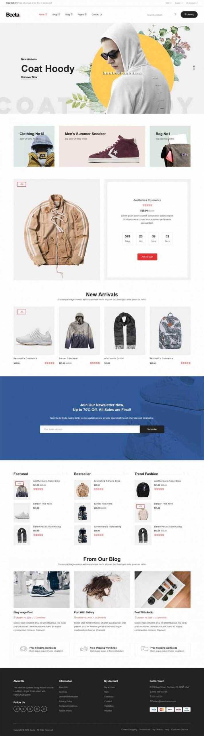 多功能电子商务Bootstrap4响应式HTML5 - 小辰精品|源码站™