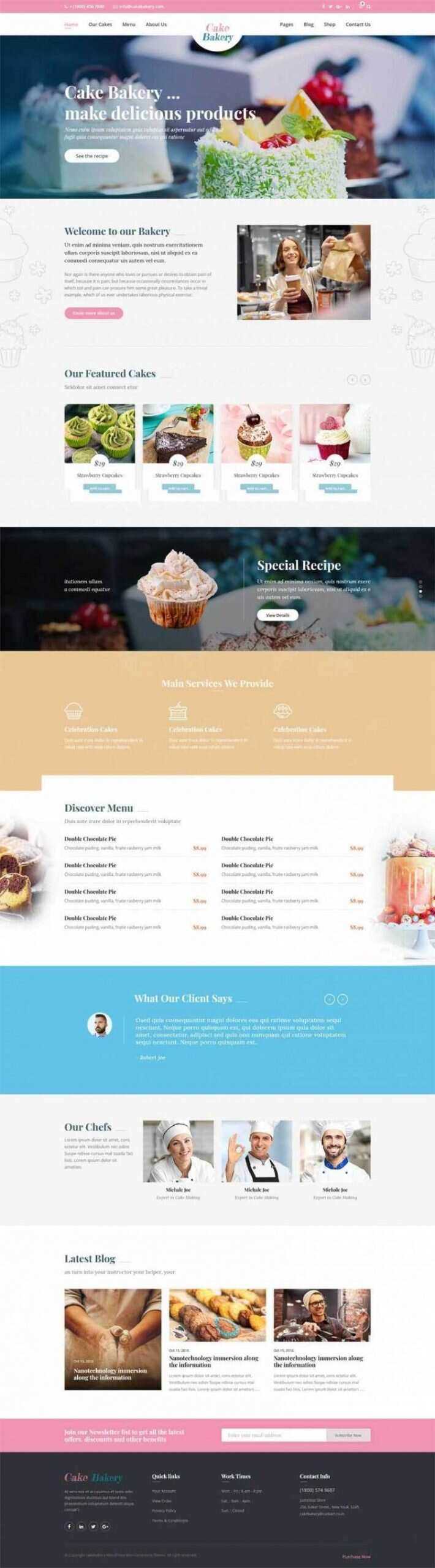 粉色卡通响应式蛋糕面包店外卖预订设计师类网站 - 小辰精品|源码站™