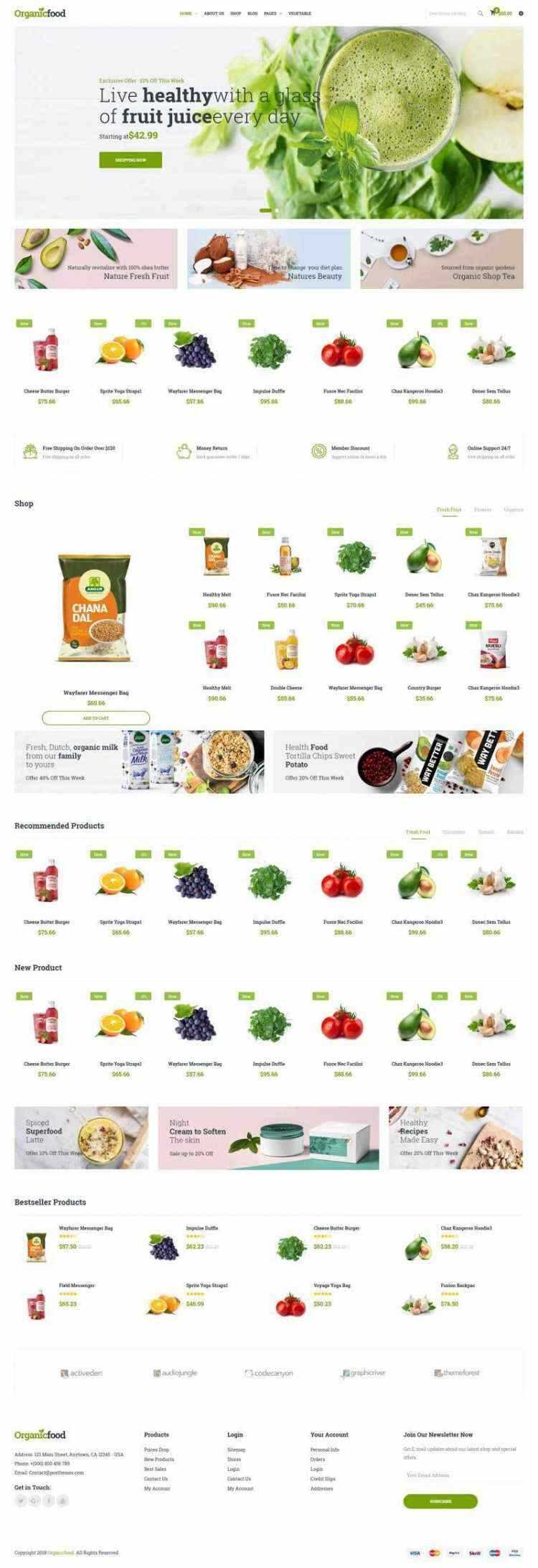 绿色Bootstrap4响应式食品蔬菜水果外卖预订商城网站 - 小辰精品|源码站™