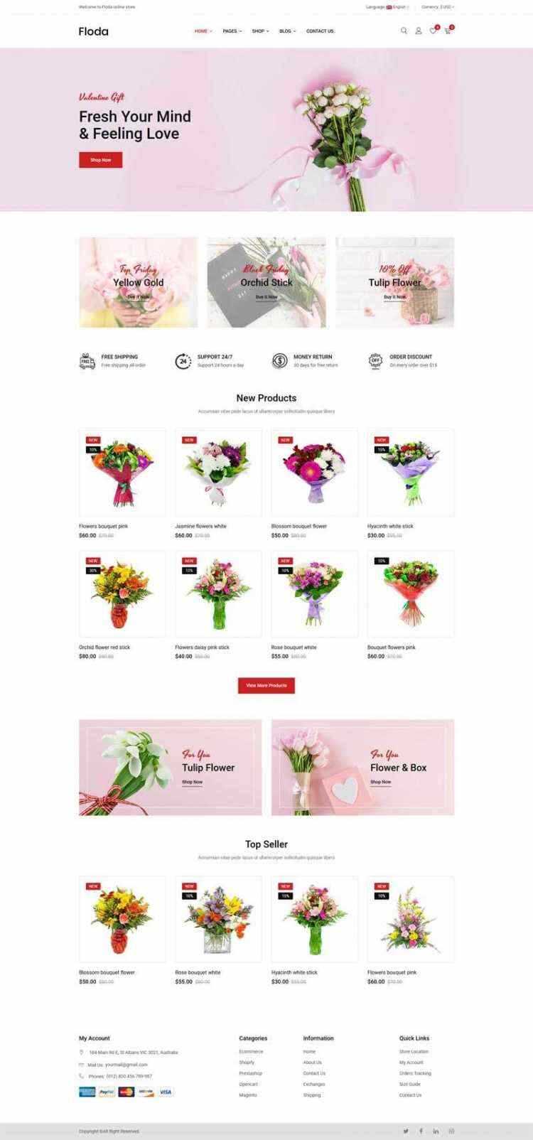 Bootstrap红色精美响应式鲜花花店电商网站 - 小辰精品|源码站™