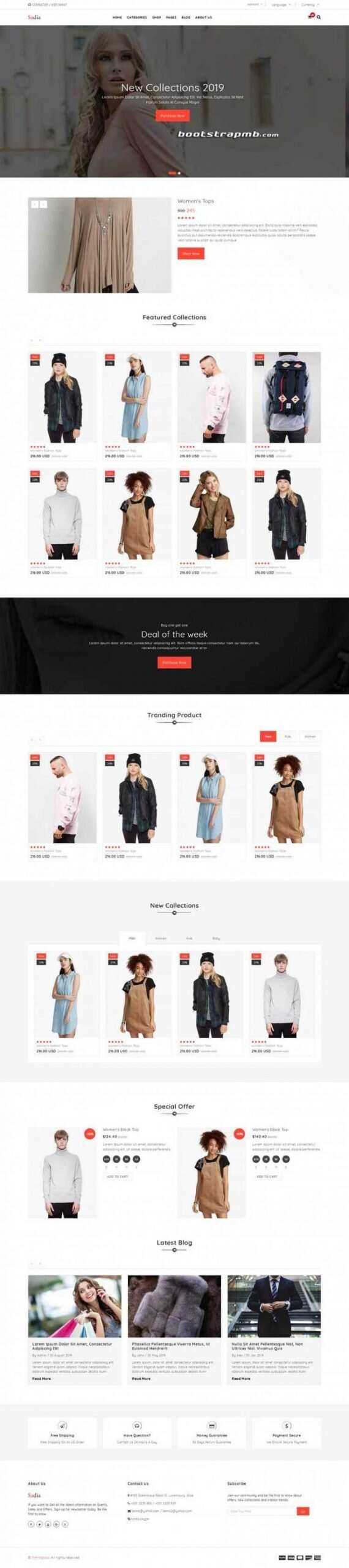 Bootstrap响应式英文服装商城 - 小辰精品|源码站™