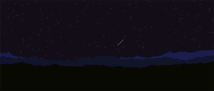 html5 canvas山顶夜空流星划过背景动画特效 - 越北资源网