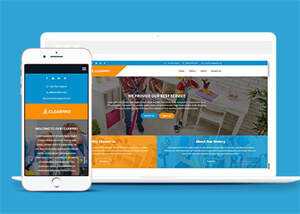 蓝色宽屏保洁类公司网站模板 - 小辰精品|源码站™