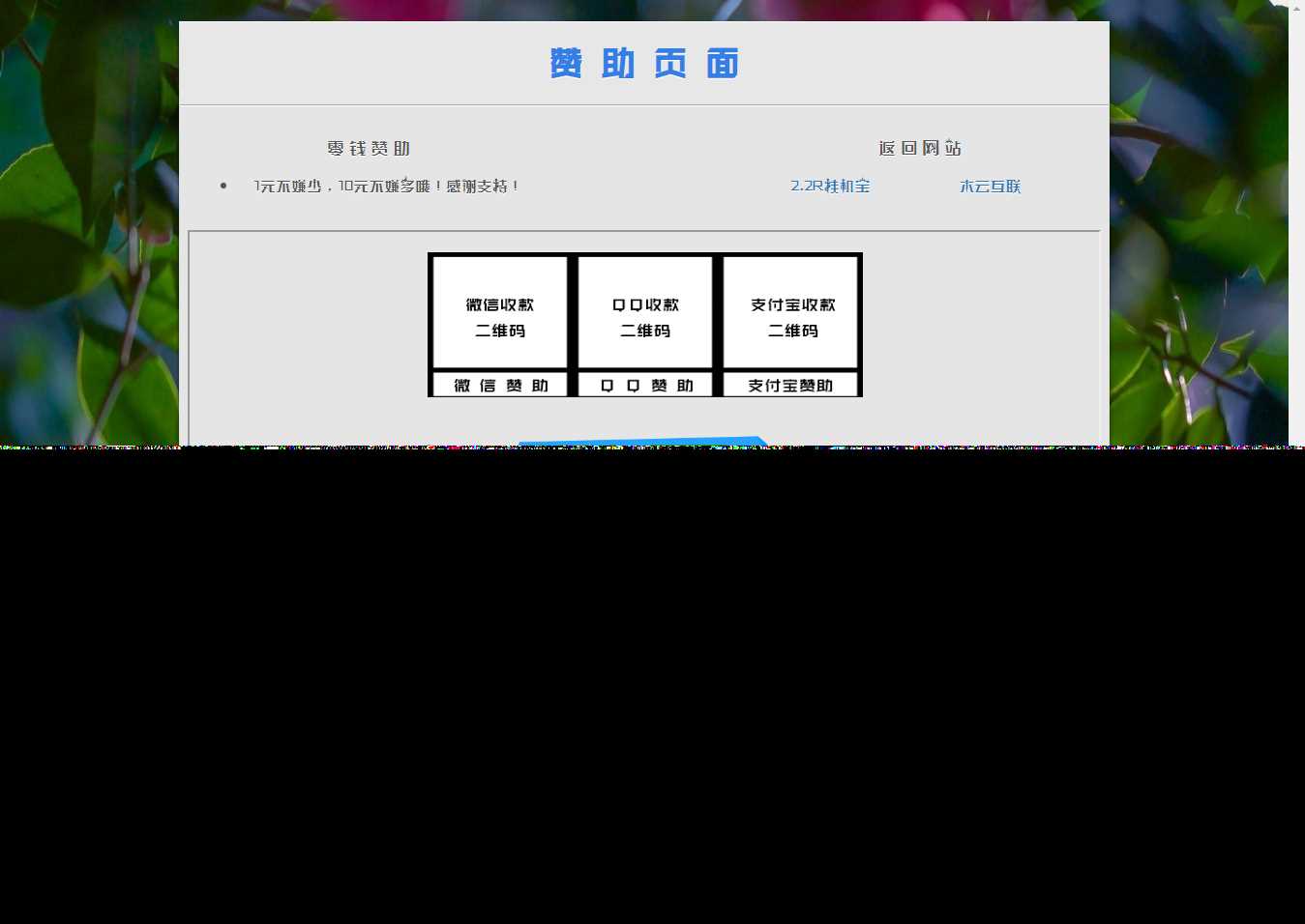 漂亮的赞助打赏单页HTML源码 - 小辰精品|源码站™