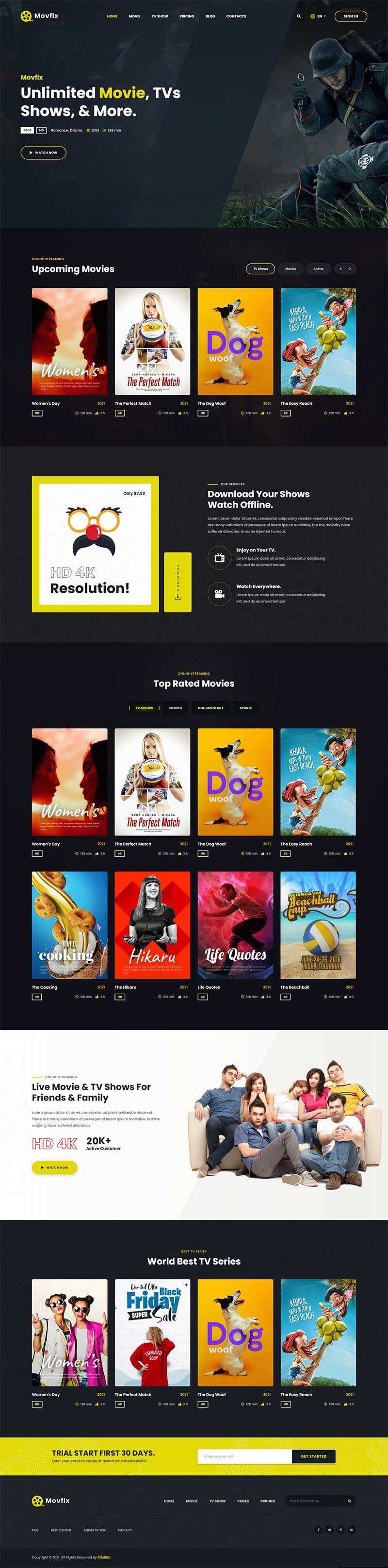 响应式在线影院视频平台HTML5模板 - 小辰精品|源码站™