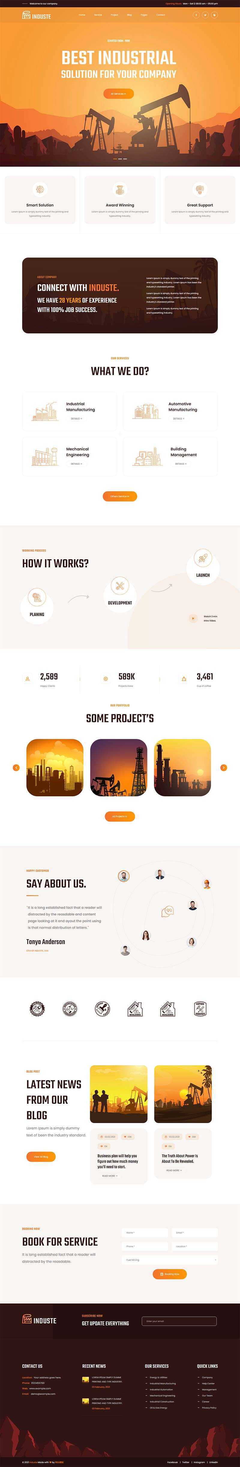 Bootstrap橙色多用途的工业生产企业网站html模板 - 小辰精品|源码站™