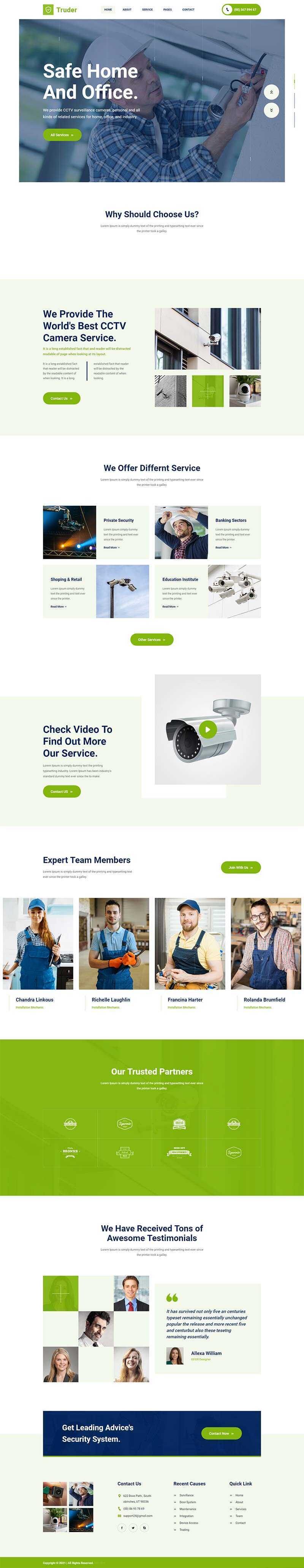 绿色风格视频监控安装安防公司网页模板 - 小辰精品|源码站™