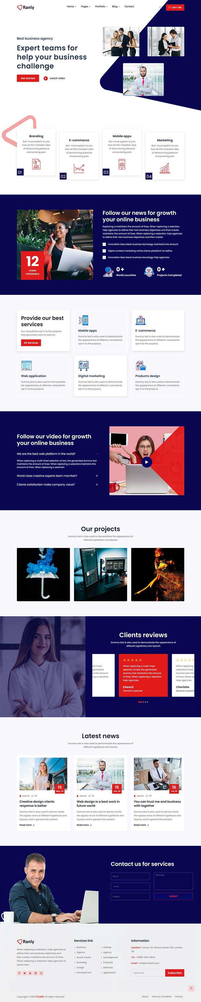 Bootstrap多用途的商业服务公司网站HTML模板 - 小辰精品|源码站™