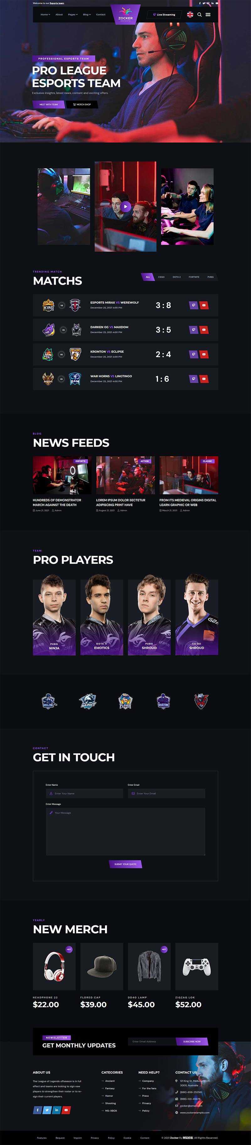 黑色响应式电子竞技游戏官网HTML模板 - 小辰精品|源码站™