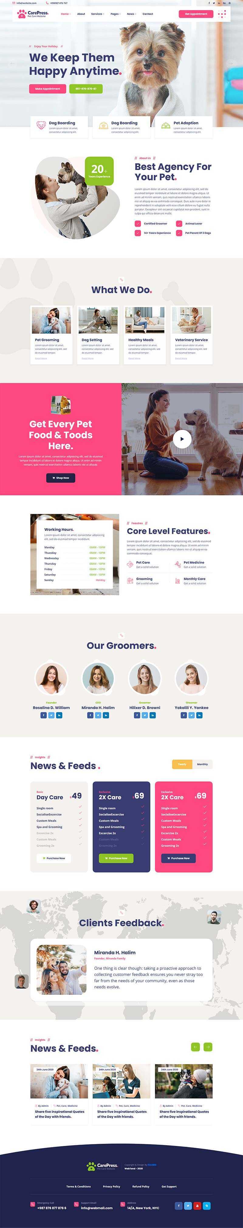宠物护理医院兽医店铺官网HTML5模板 - 小辰精品|源码站™
