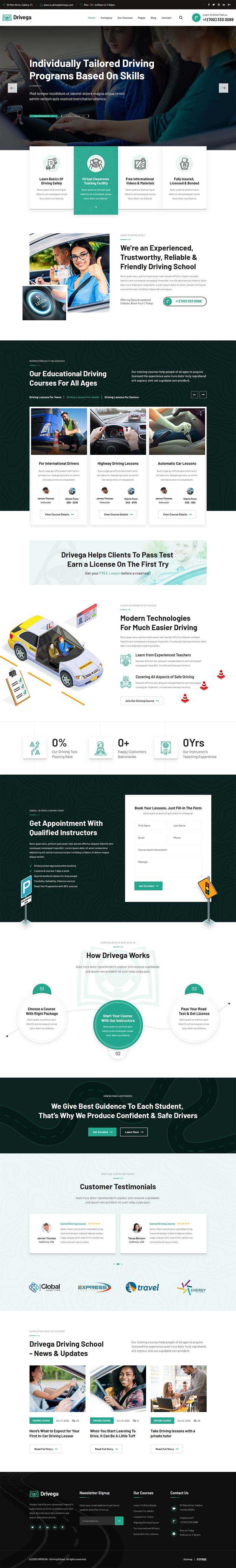 绿色汽车驾校培训企业官网HTML模板 - 小辰精品|源码站™