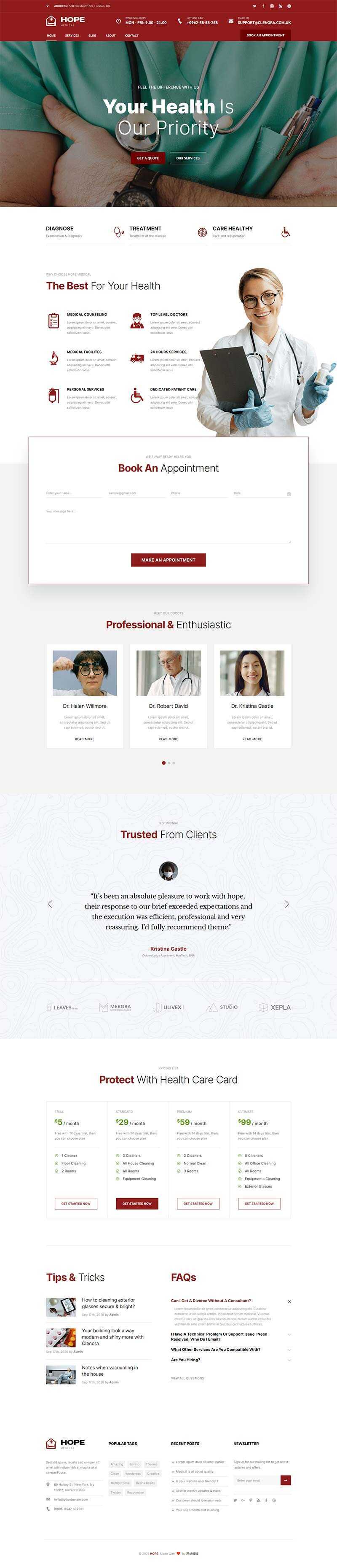 bootstrap牙科医院门诊医疗服务网站HTML5模板 - 小辰精品|源码站™