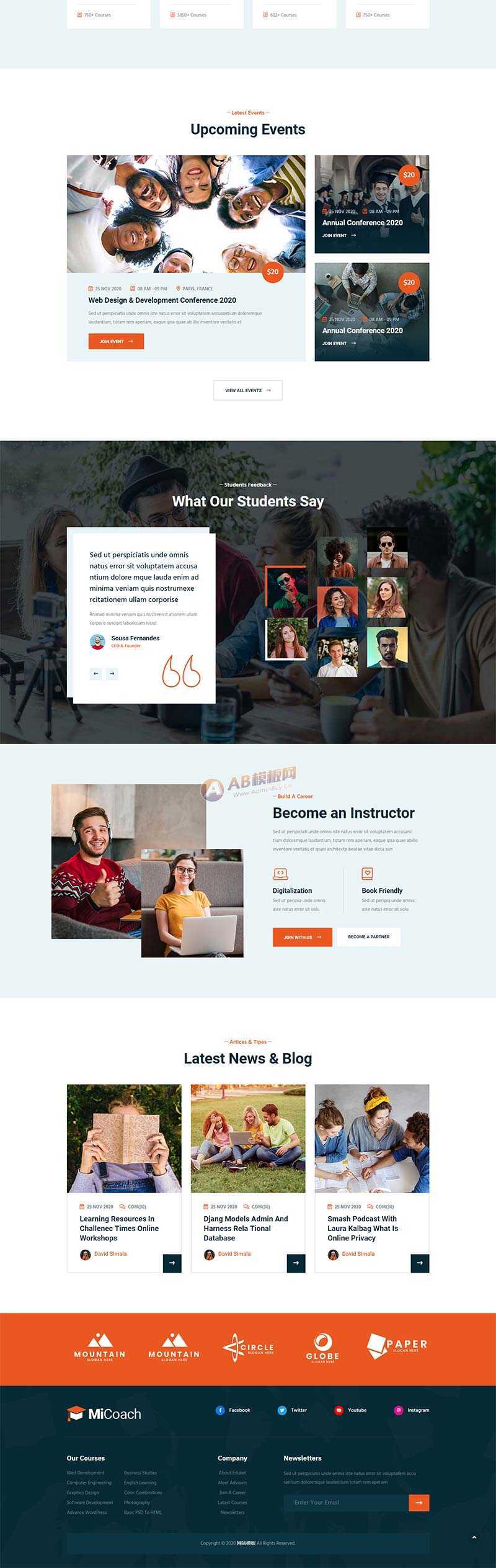 响应式在线课程教育培训行业网站HTML5模板 - 小辰精品|源码站™