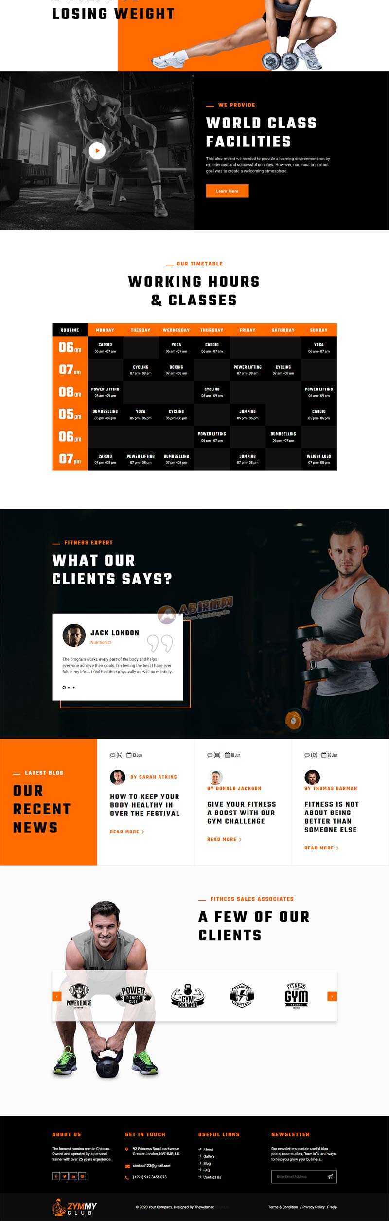 响应式html5健身俱乐部网站html模板 - 小辰精品|源码站™