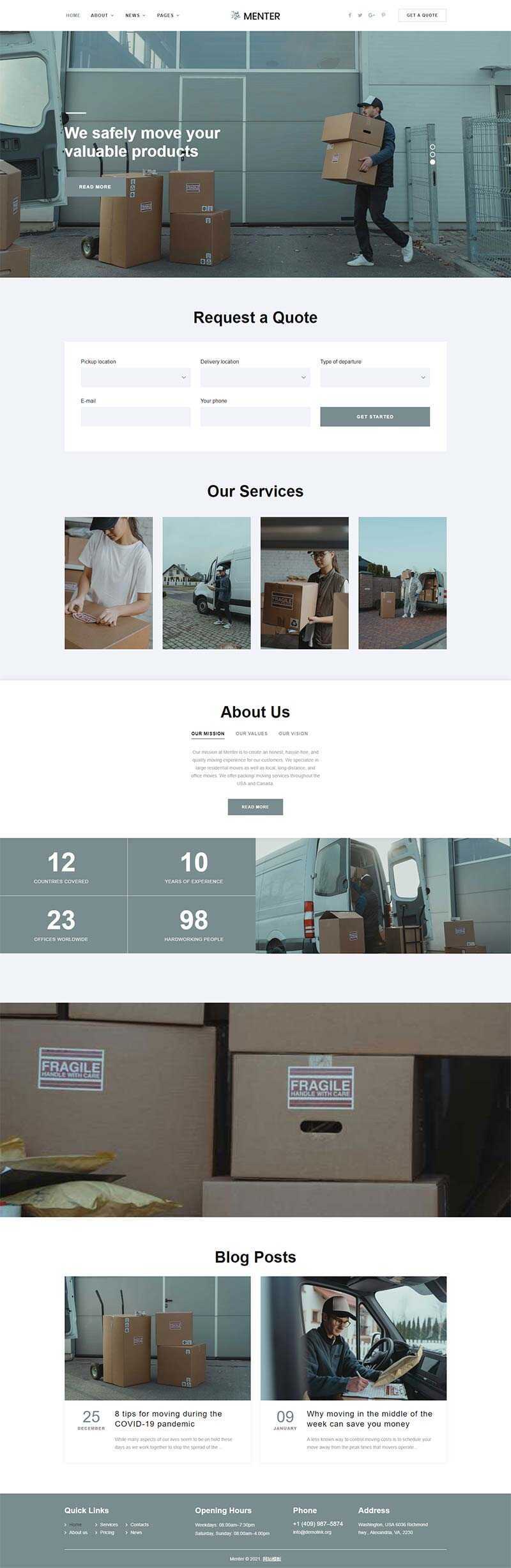 bootstrap响应式搬家快递公司网站html5模板 - 项目资源网