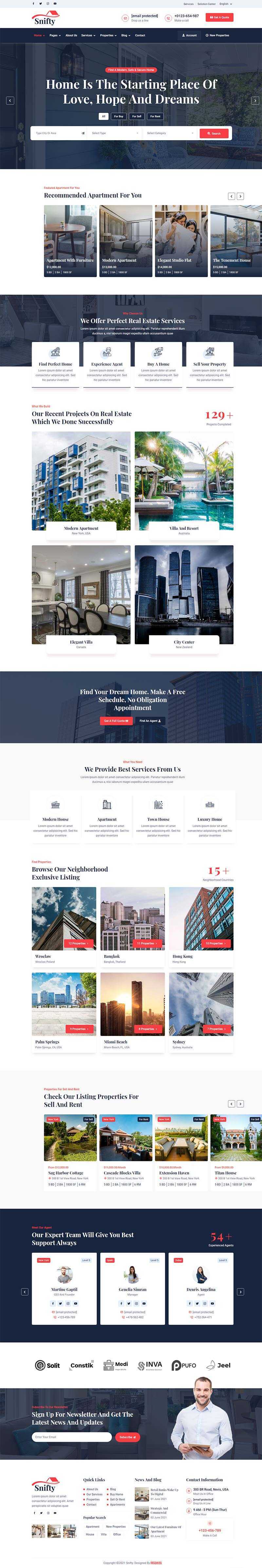 bootstrap5深蓝色房地产信息资讯平台HTML5模板 - 小辰精品|源码站™