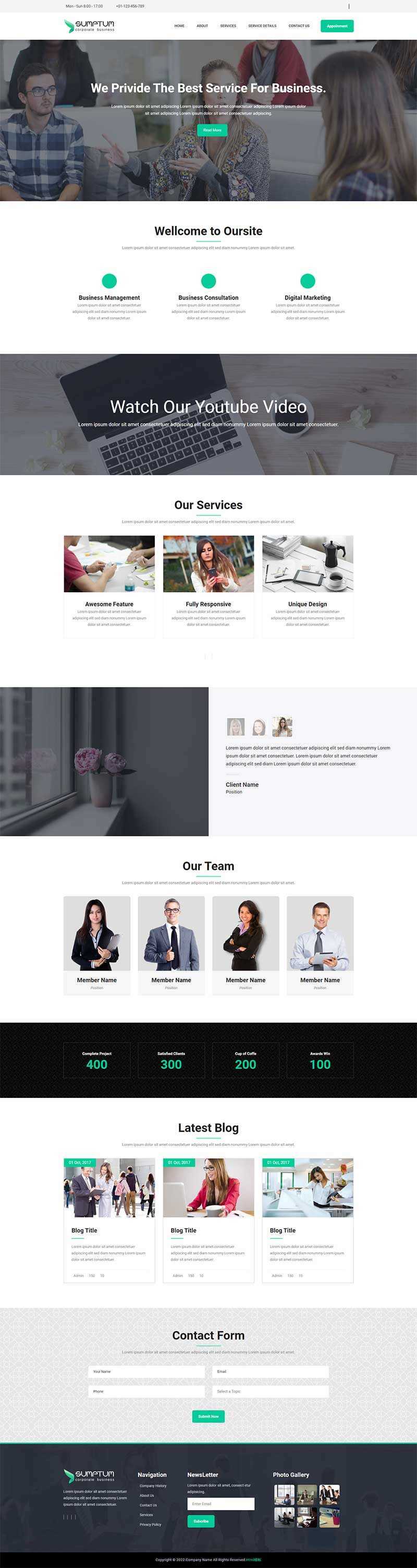 宽屏大气的企业官网网站模板 HTML模板 - 小辰精品|源码站™