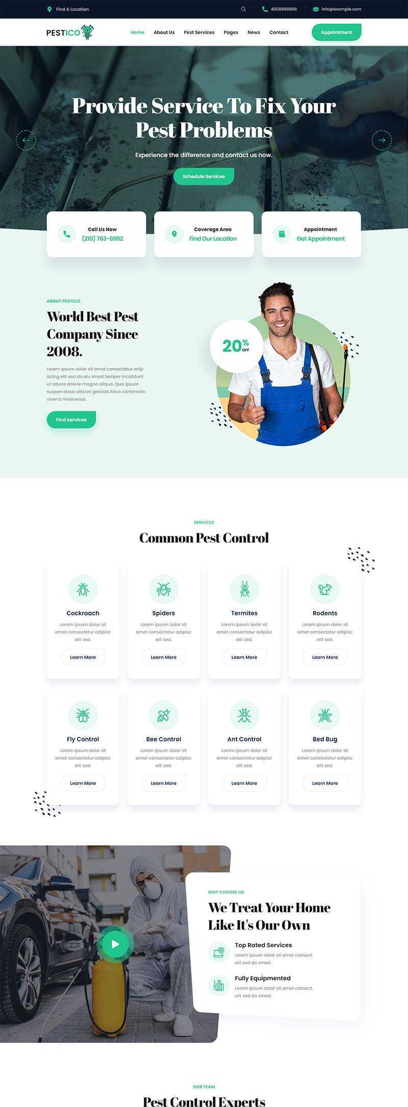 响应式害虫防治服务公司官网html模板 - 小辰精品|源码站™