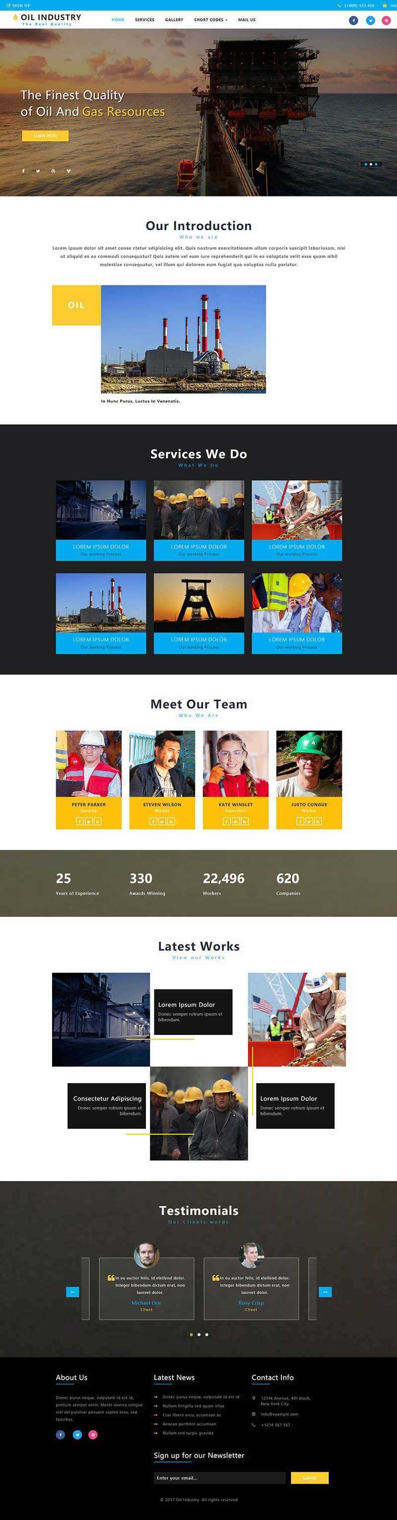 bootstrap石油开采工业类企业网站html模板 - 小辰精品|源码站™