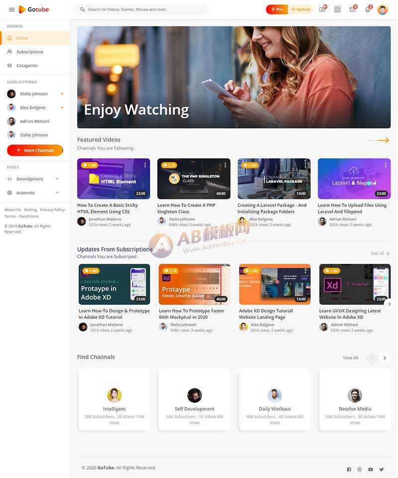 响应式网络视频共享平台网站HTML模板 - 小辰精品|源码站™