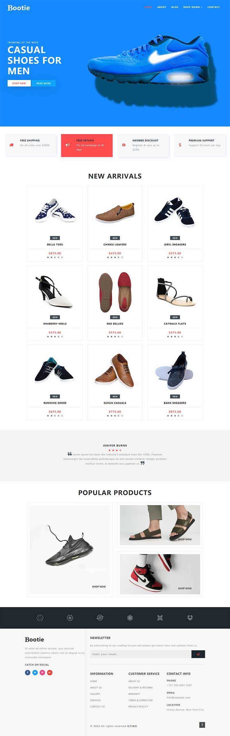 简洁大气的鞋子商城Bootstrap响应式网页模板 - 小辰精品|源码站™