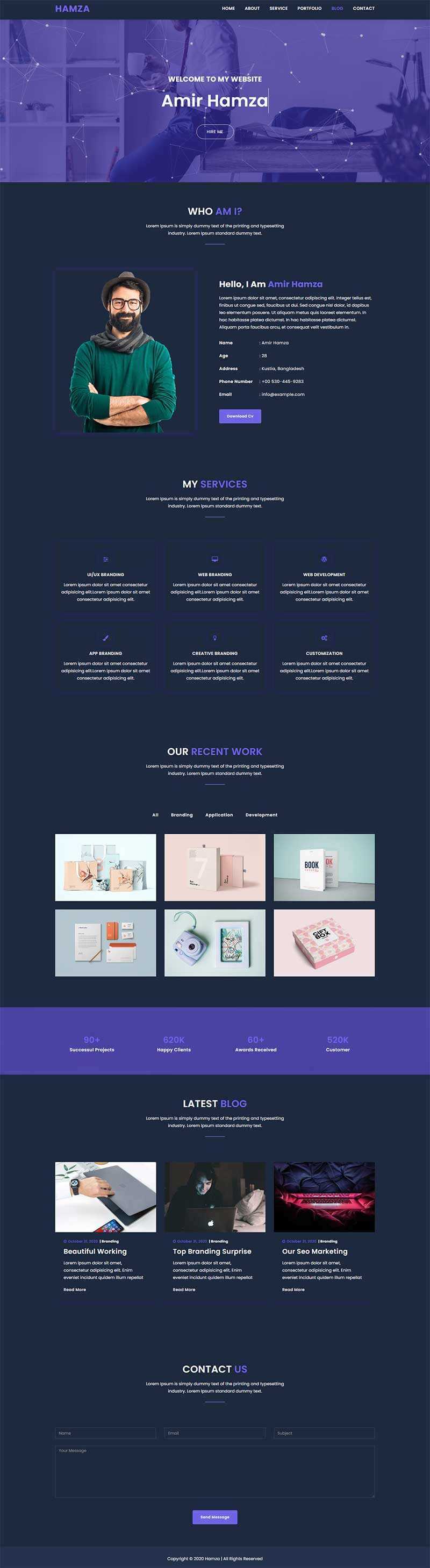 炫酷全屏个人作品集展示网页html模板 - 小辰精品|源码站™