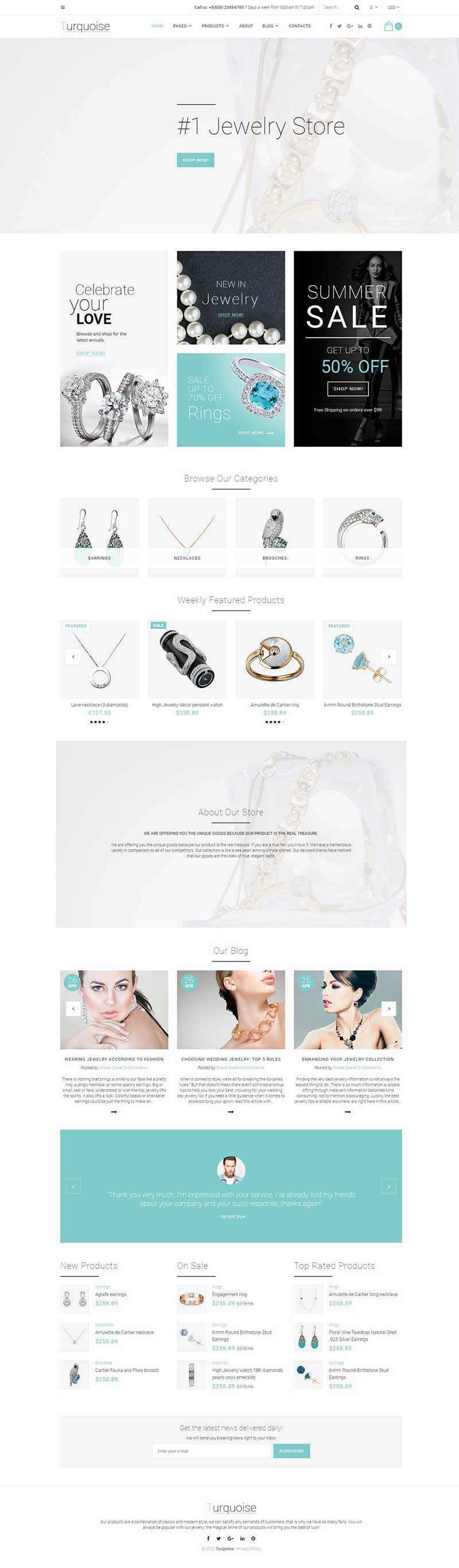 白色珠宝商城整站网页html模板 - 小辰精品|源码站™