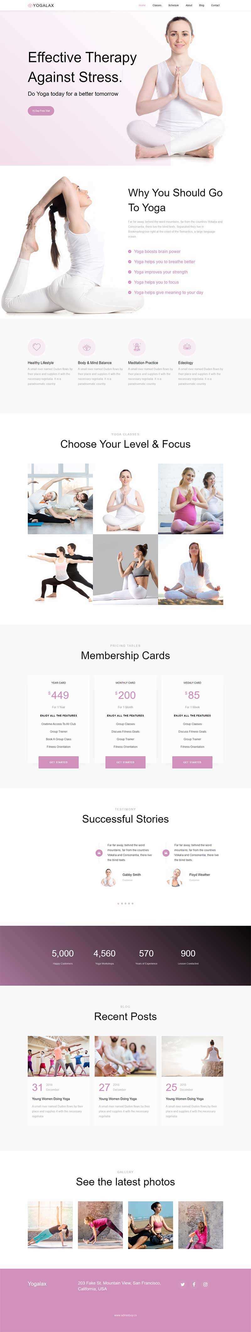 Bootstrap粉色的健身瑜伽类网站html模板 - 小辰精品|源码站™