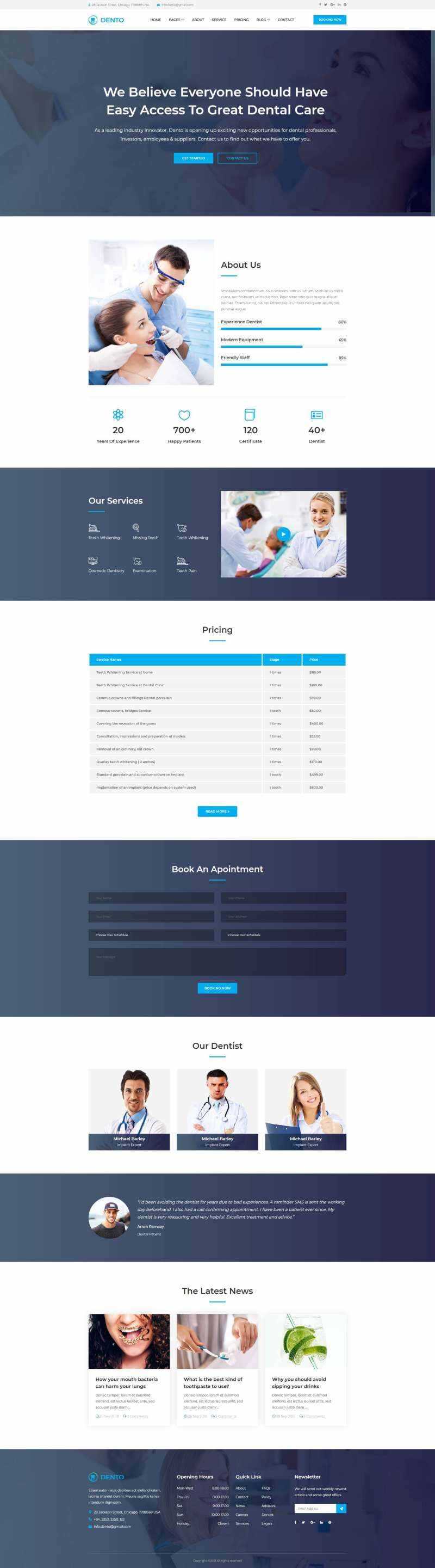 蓝色清爽的响应式牙科预约网站html模板 - 小辰精品|源码站™