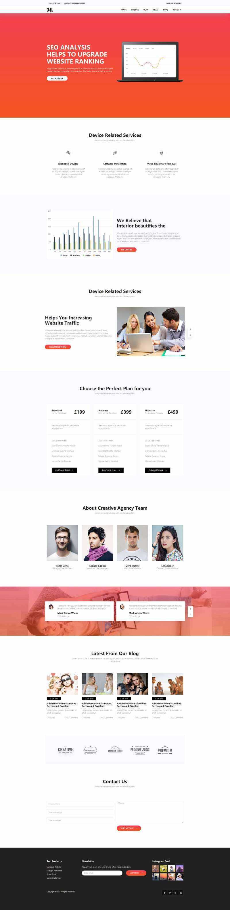 红色响应式SEO优化服务网站html模板 - 小辰精品|源码站™