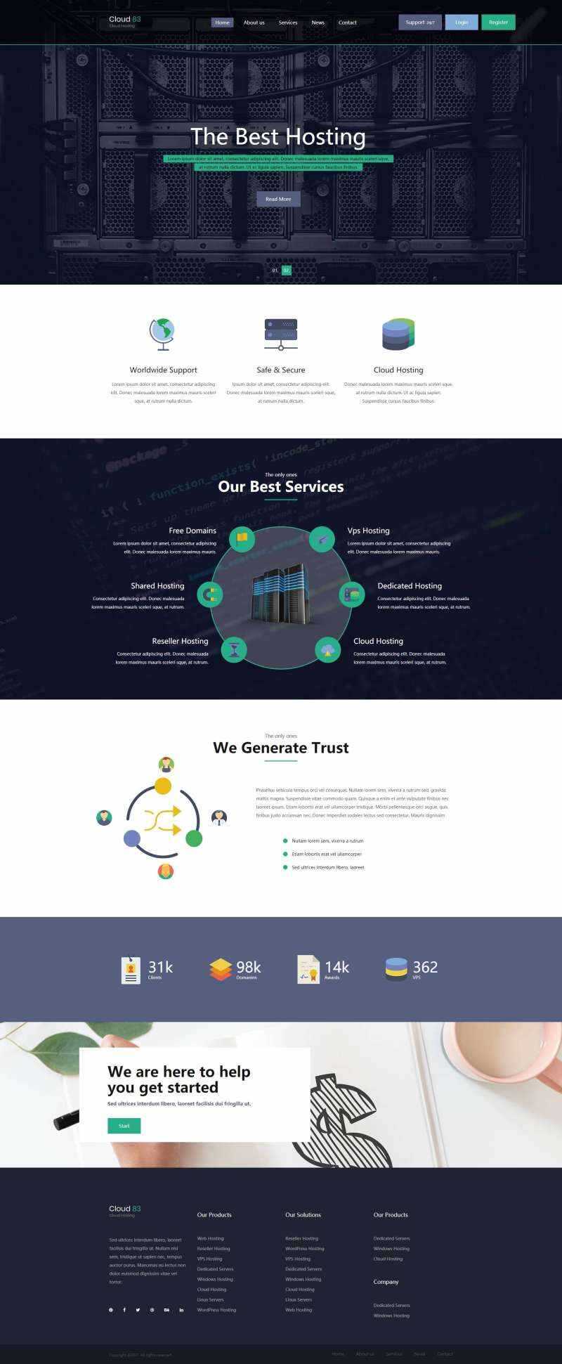 多用途主机托管云服务网站html模板 - 小辰精品|源码站™