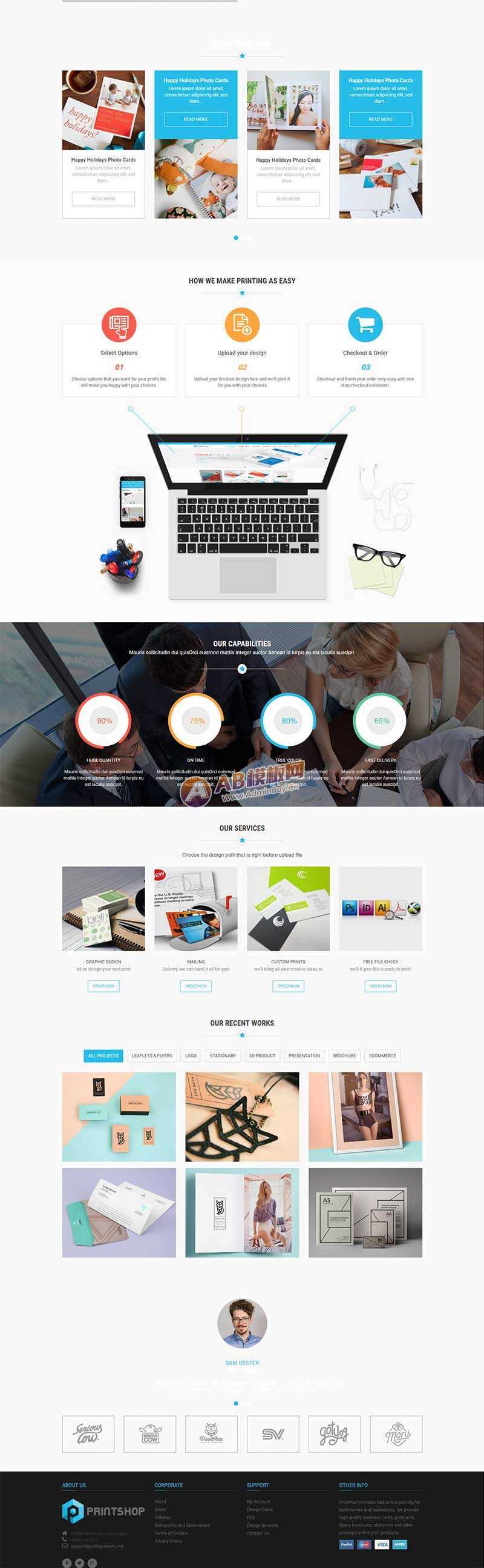 图片[2] - 蓝色的响应式名片印刷公司网站html模板 - 小辰精品|源码站™