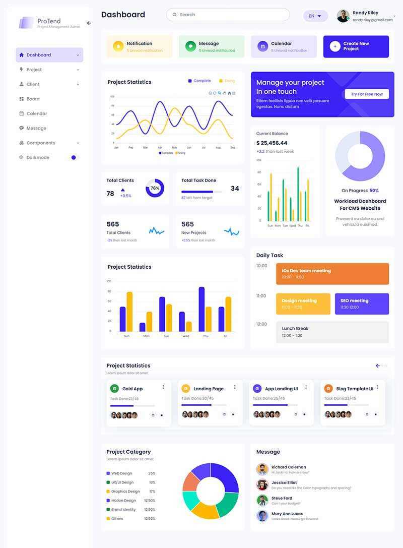 简约的项目管理后台管理HTML模板 - 小辰精品|源码站™