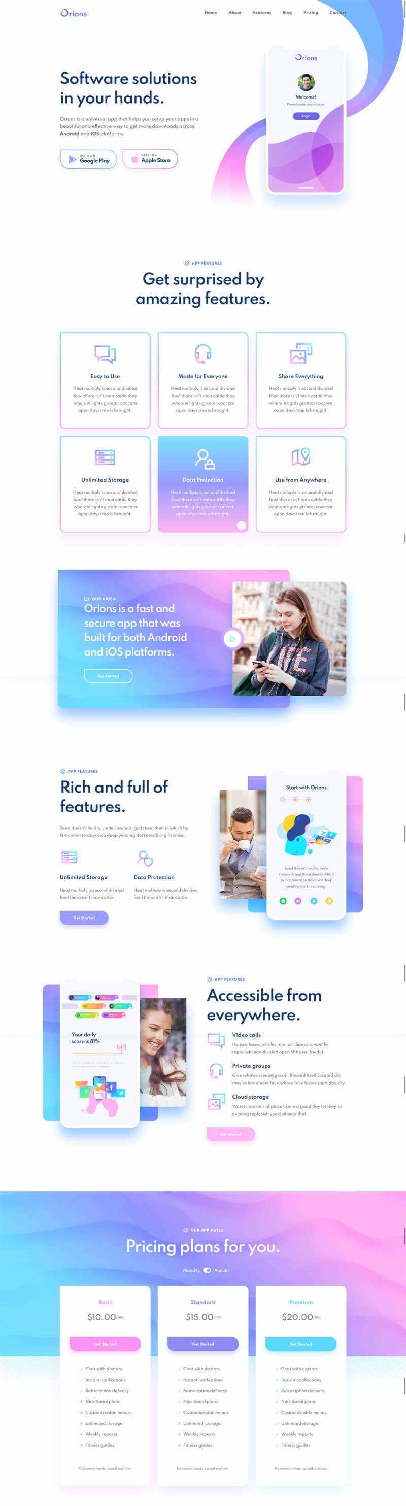 响应式app应用程序网页模板 - 小辰精品|源码站™