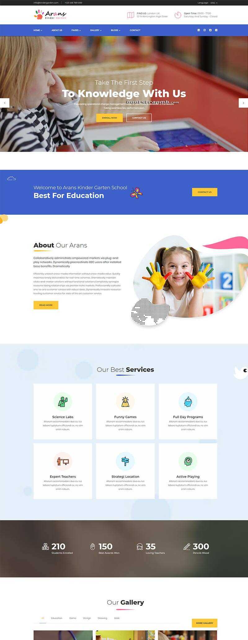 Bootstrap响应式幼儿园早教中心网站html模板 - 小辰精品|源码站™