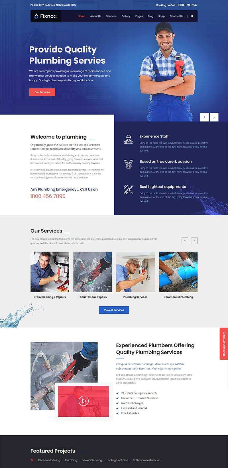 Bootstrap管道修理家政保洁公司网站html模板 - 小辰精品|源码站™
