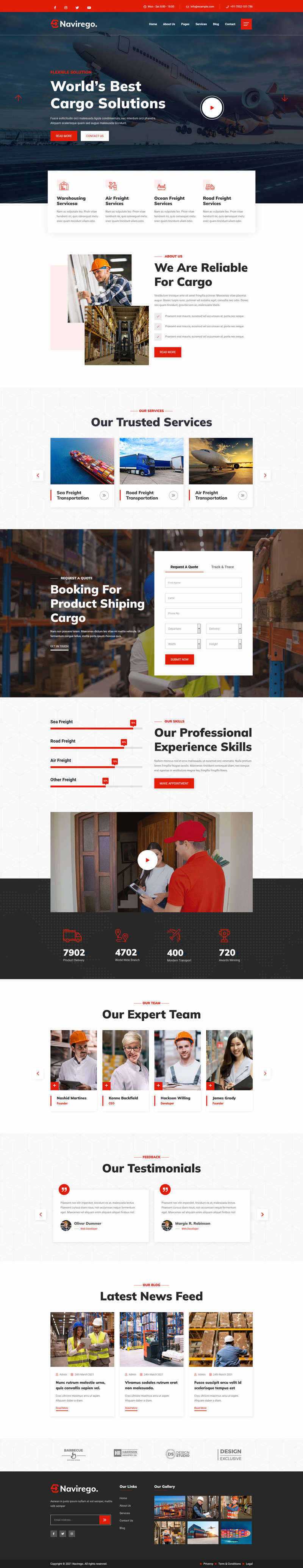 bootstrap红色的物流快递公司网站HTML模板 - 小辰精品|源码站™