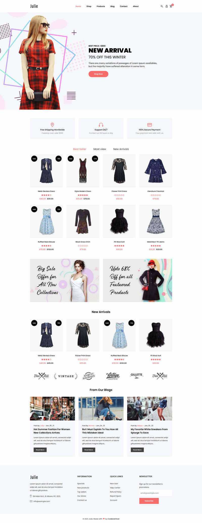 bootstrap简洁的时尚女装电商html模板 - 小辰精品|源码站™