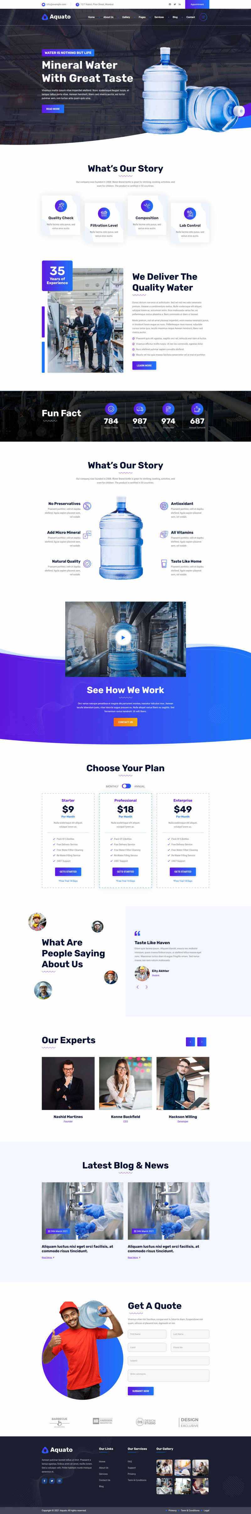 bootstrap饮用水送货服务公司网站HTML模板 - 小辰精品|源码站™