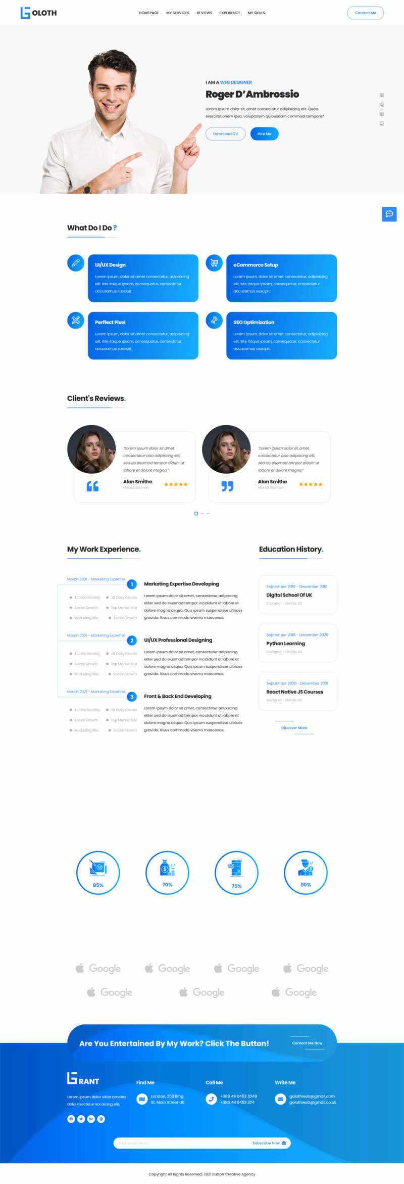 bootstrap多功能响应式个人简历单页html模板 - 小辰精品|源码站™