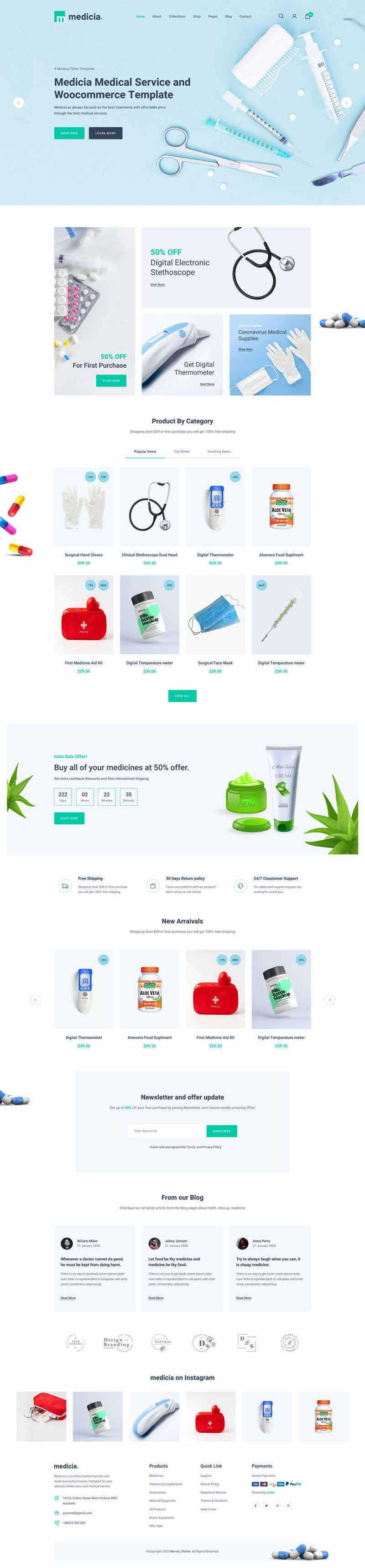 Bootstrap4医疗保健用品电子商务HTML5模板 - 小辰精品|源码站™