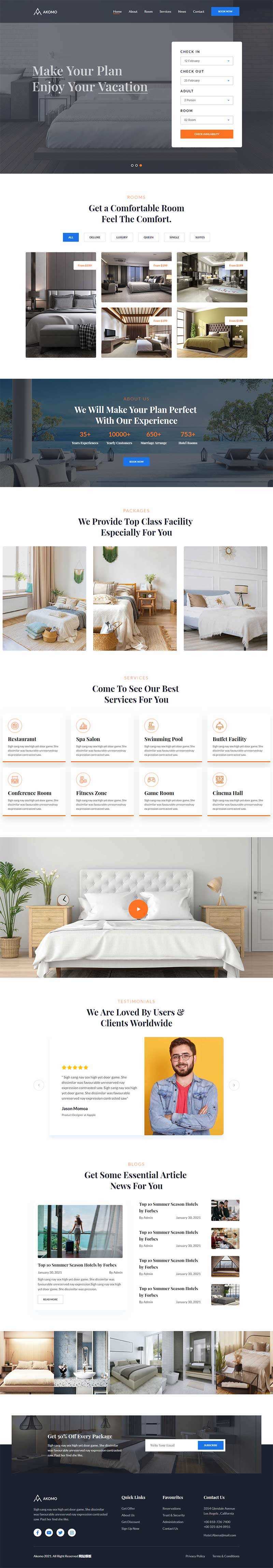 多功能酒店预订、度假村和酒店官网HTML模板 - 小辰精品|源码站™