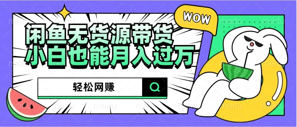 闲鱼无货源带货，轻松网赚，小白也能月入过万的秘密武器 - 小辰精品|源码站™