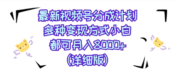 视频号创作者分成计划，多种变现方式，选择适合你领域赛道，小白轻松月入8000+（详细版） - 小辰精品|源码站™