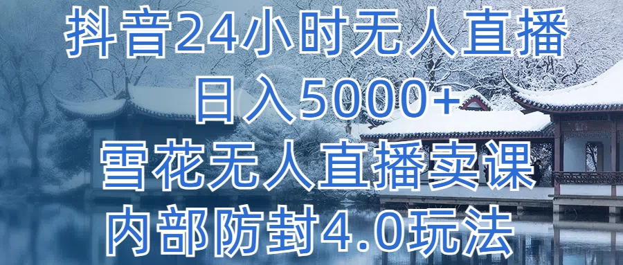 抖音24小时无人直播，日入5000+，雪花无人直播卖课，内部防封4.0玩法 - 小辰精品|源码站™
