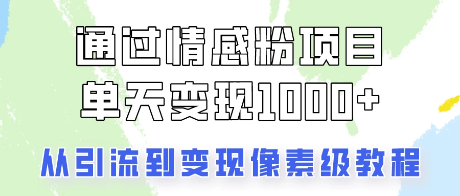 关于情感粉变现项目，我是怎么做到单天赚1000+的？从引流到变现像素级教程 - 小辰精品|源码站™