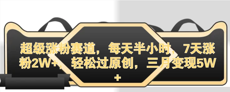 超级涨粉赛道，每天半小时，7天涨粉2W+，轻松过原创，三月变现5W+ - 小辰精品|源码站™