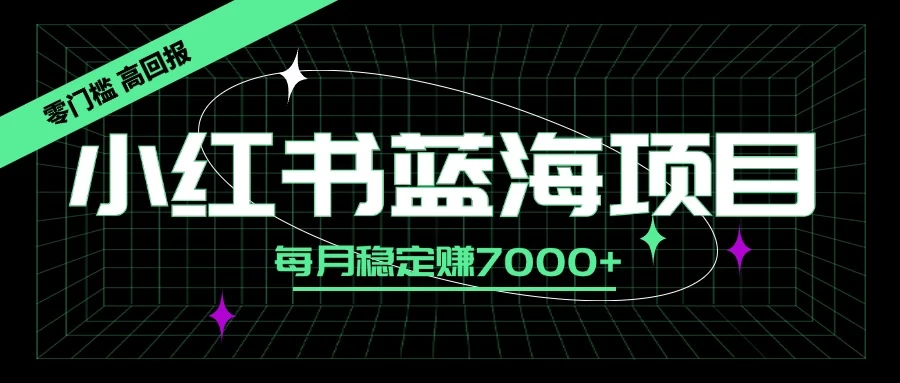 小红书蓝海项目，零门槛、高回报，每月稳定赚7000+ - 小辰精品|源码站™